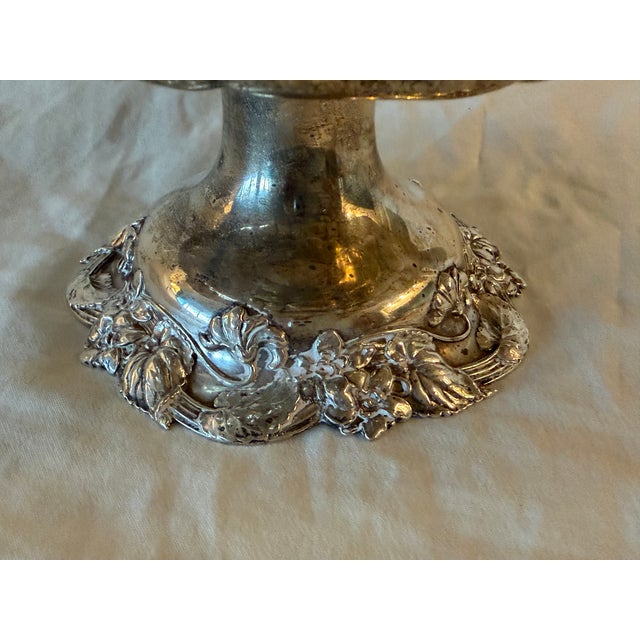 Metal Antique Footed Sterling Silver Plate With Floral Design 570g For Sale - Image 7 of 9