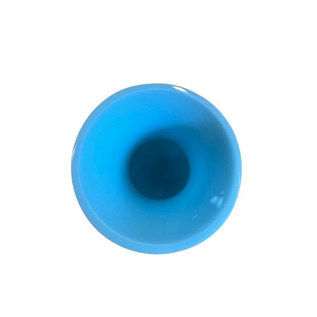 Art Nouveau 19th Century Portieux Vallerysthal Aqua Blue Opaline Vase For Sale - Image 3 of 9