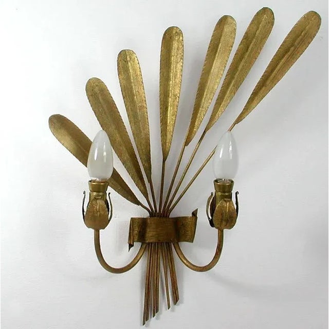 Mid-Century Spanish Gilt Sconce, 1950s For Sale - Image 5 of 11