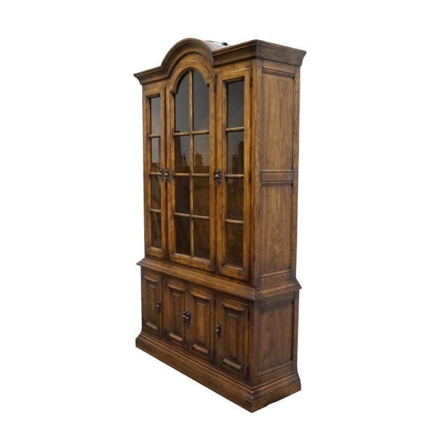 DREXEL FURNITURE Bishopsgate Collection Solid Walnut English Tudor Style 48" China Cabinet 160-414-6 82" High 48" Wide...