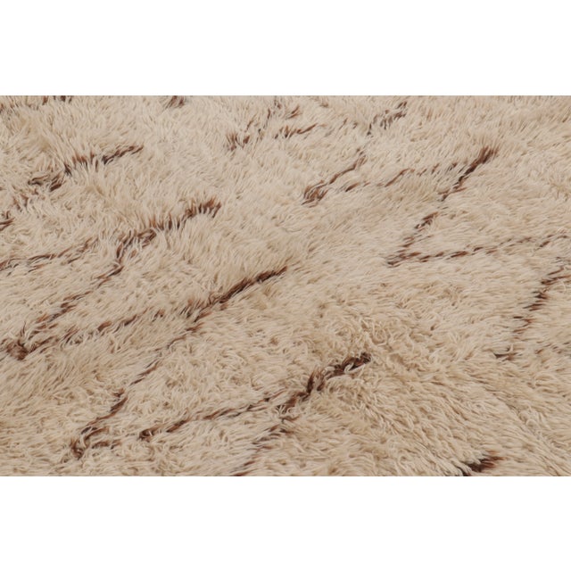1960s Vintage Moroccan Shag Runner With Berber Motifs in Beige & Brown - Rug & Kilim For Sale - Image 5 of 8