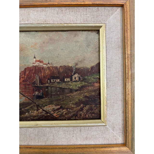Sky Blue Antique 20th Century European Coastal Seascape Oil Painting - Framed For Sale - Image 8 of 8