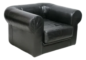 Large Black Leather Armchair from Roche Bobois, France, 1980s