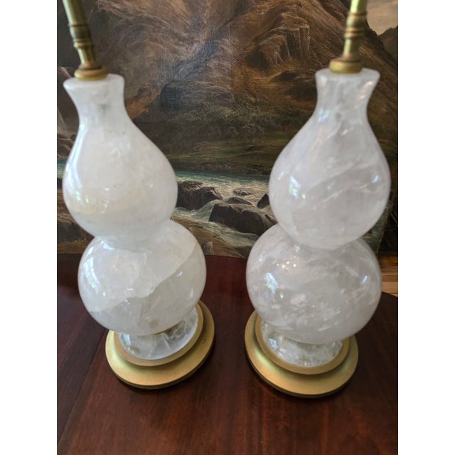 1990s Post Mid Century Modern Pair Rock Crystal Lamps - a Pair For Sale - Image 4 of 9