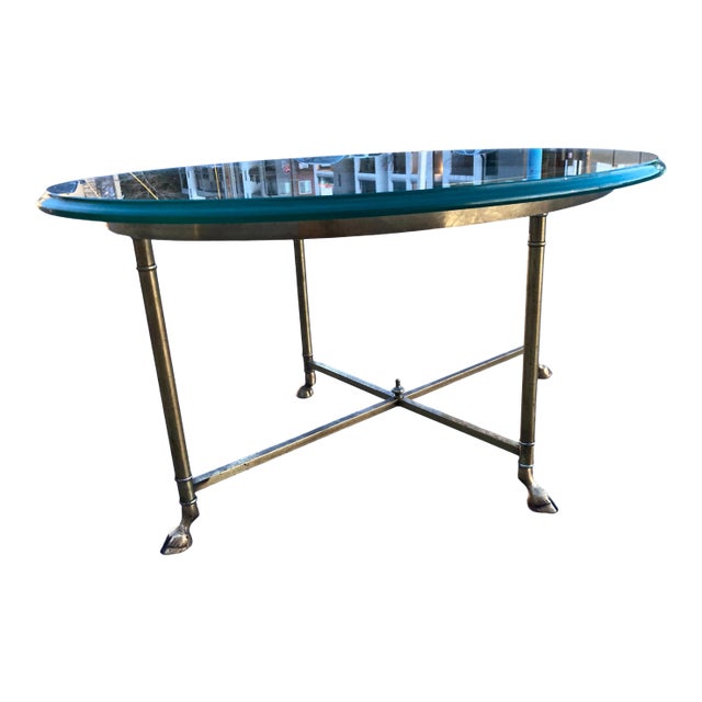 Mastercraft Brass Hoofed End Table in Faux Bamboo Manner of Jansen For Sale