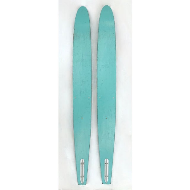 Vintage Voit Turquoise Water Skis For Sale - Image 6 of 6