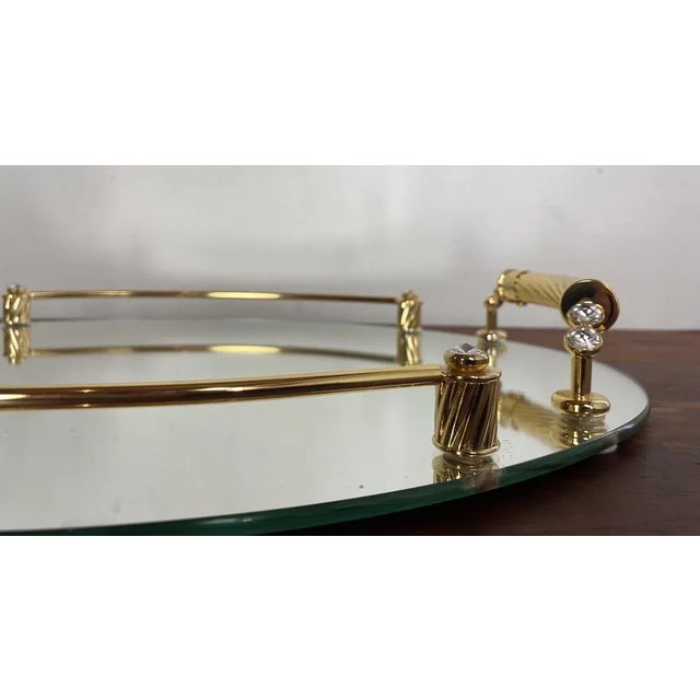 Italian 24-Karat Gold Plated and Brass Tray with Mirror, 1980s For Sale - Image 3 of 11