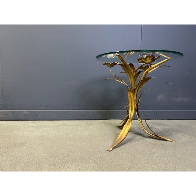 Gold Vintage Gilt Metal Flower Side Table, 1960s For Sale - Image 8 of 9