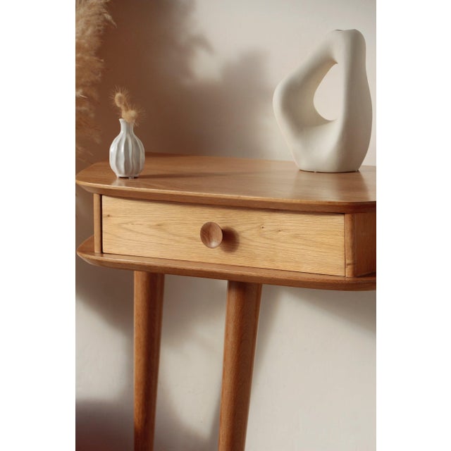 Vintage Oak Tripod Console Table, 1960s For Sale - Image 8 of 18