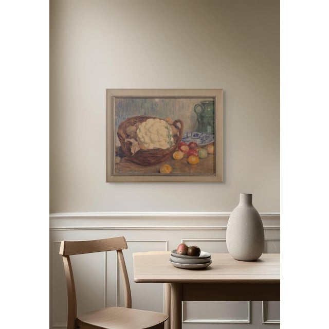 Fritz Grotemeyer, Still Life with Cauliflower and Chinese Plate, Oil on Canvas, 1929 For Sale - Image 7 of 8