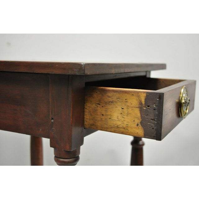 Antique British Colonial Round Pedestal Base Mahogany Side Table