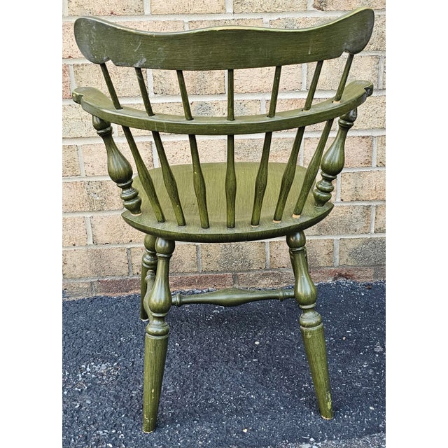 Late 20th Century Ethan Allen Green Painted Oak Windsor Side Chair For Sale In Washington DC - Image 6 of 7