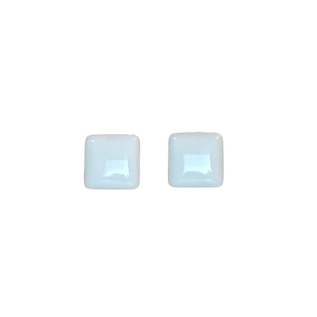 Trifari Vintage Crown Trifari White Lucite Square Clip-on Earrings, A Pair For Sale - Image 4 of 6