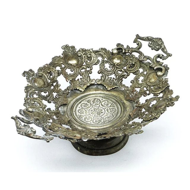 Metal Biedermeier Bowl on Stand, Former Austro-Hungarian Empire, 1900s For Sale - Image 7 of 9