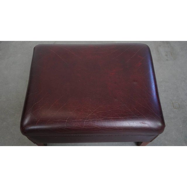 Bordeaux Cowhide Leather Ottoman For Sale - Image 6 of 12