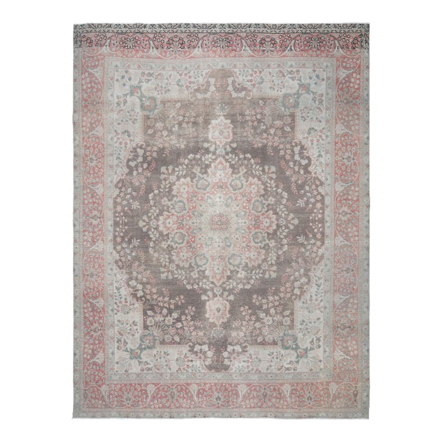 1970s Vintage Persian Handmade Wool Cotton Brown Area Rug For Sale