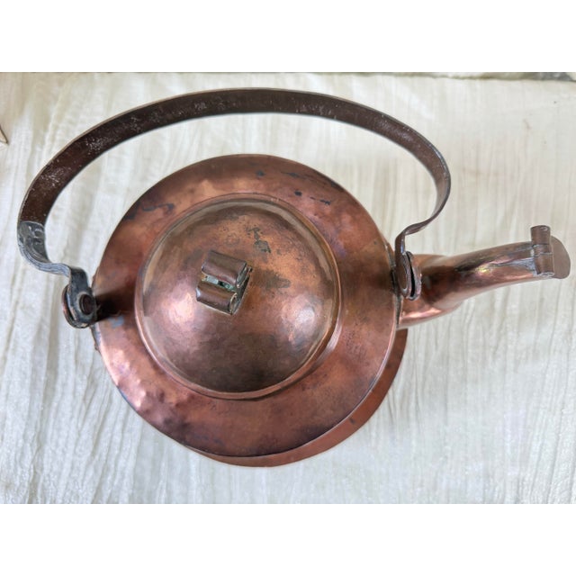 19th-Century Hand-Hammered All-Copper Kettle With Hinged Spout Cover For Sale - Image 12 of 12