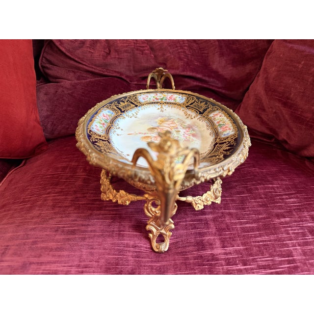 Antique French Sèvres Style Gilt Bronze Mounted Porcelain Centerpiece, Signed A. Collot, C. 1900 For Sale - Image 14 of 15