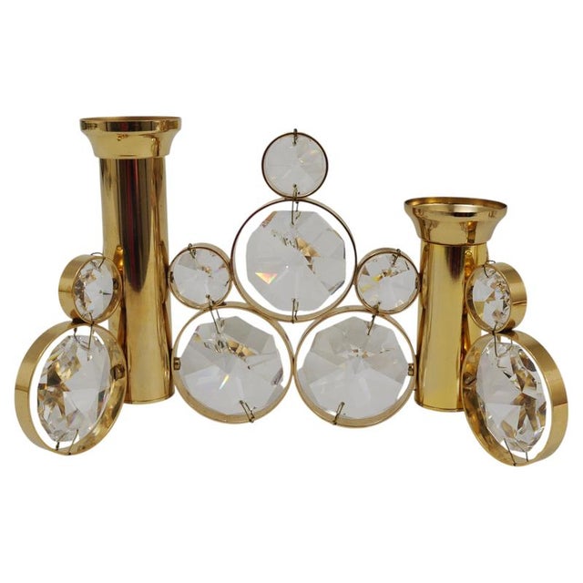 Brass and Crystal Candleholder by Palwa Gaetano, 1970s For Sale - Image 12 of 12