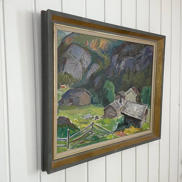 Paint 1957 Mid-Century Swedish Modernist Oil Painting "Sommarkväll Vid Kleivi" by Fritz Smedberg For Sale - Image 7 of 18