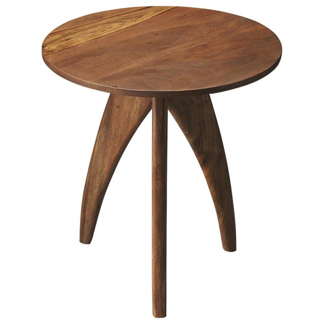 Mid-Century Modern Lautner 16.5 in. W Round Modern Tripod Leg Side Table, Brown For Sale - Image 3 of 3