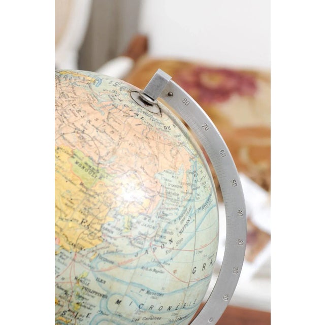 Small French 20th Century Terrestrial Globe on Turned Black Wooden Base For Sale - Image 4 of 13