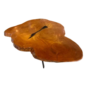 Vintage Mid Century 1950s Cypress Coffee Cocktail Table Freeform Edge Slab