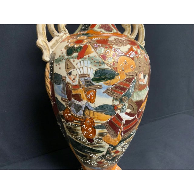 Japanese 1910 Japanese Ceramic Satsuma Vase For Sale - Image 3 of 9