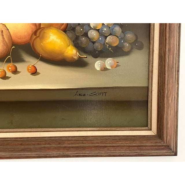 Artist: Leo Scott Medium: Oil on canvas Date: Mid–late 20th century (circa 1960s–1980s) Subject: Still life with grapes,...