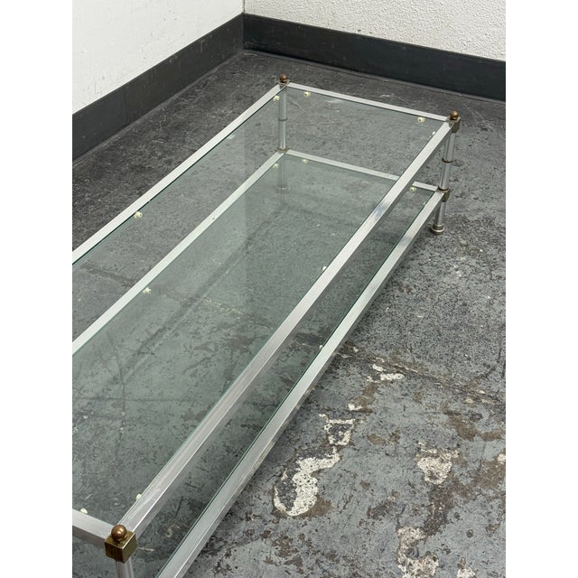 Mid 20th Century Maison Jansen Metal + Glass Coffee Table For Sale - Image 10 of 12