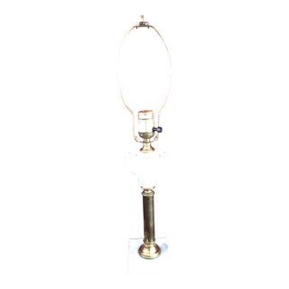 Mid Century Marble and Milk Glass Lamp, Italy For Sale