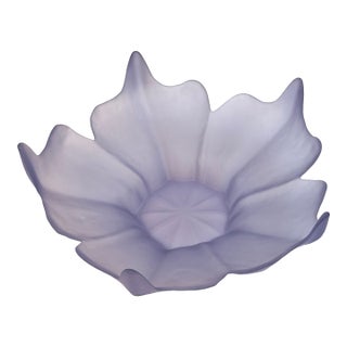 Vintage Viking Glass Frosted Purple Lotus Fruit Bowl For Sale