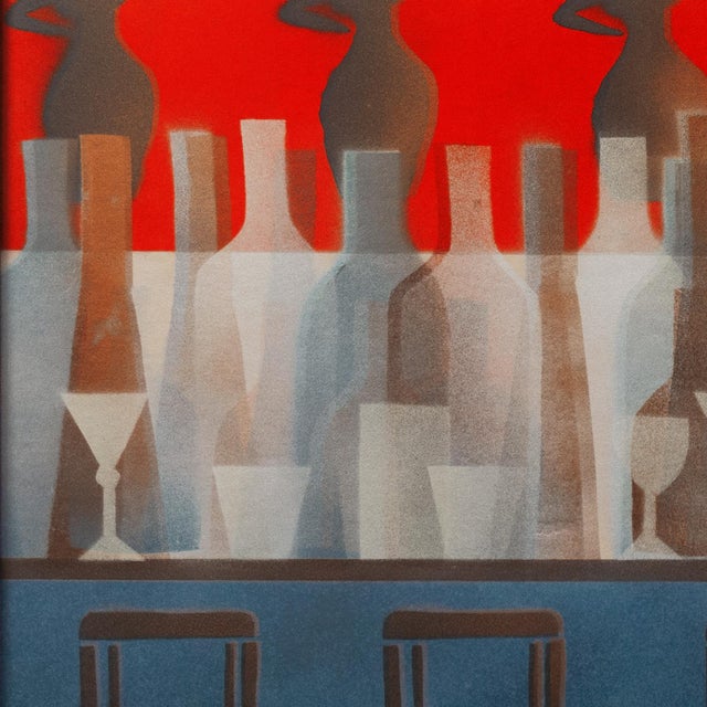 Paint 'Betsy Ross Bar & Grill' by John F. Wahl, 1983, Santa Cruz Art League, California, Cocktail Hostesses For Sale - Image 7 of 10