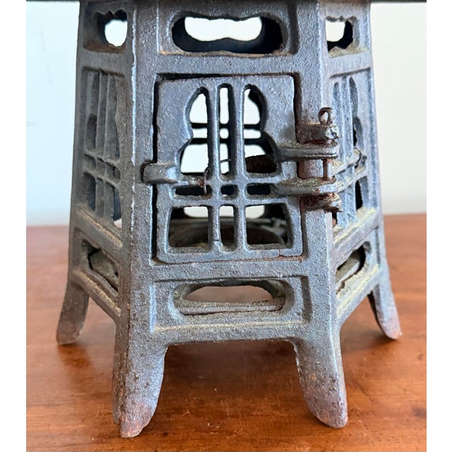 Metal Japanese Cast Iron Pagoda Candle Holder Lantern For Sale - Image 7 of 10
