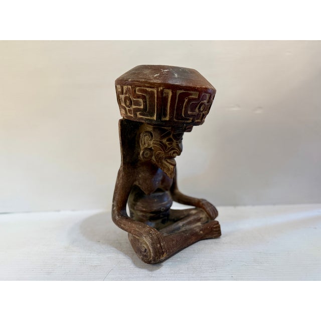 This piece is an effigy to the old God of Fire in the Aztec culture. Historically vessels like this one were used for...