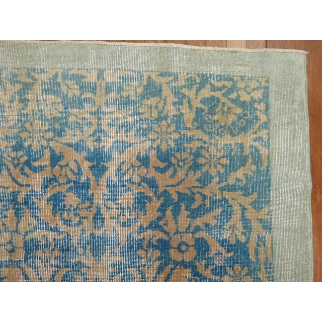 Mid 20th Century Vintage Zabihi Collection Turkish Turquoise Rug For Sale - Image 5 of 5