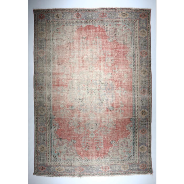 This is a one of a kind HandMade Double-Knotted Oushak Room size Carpet made by anatolian village women, the metarial is...