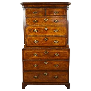 18th Century George II English Burr Walnut Chest on Chest