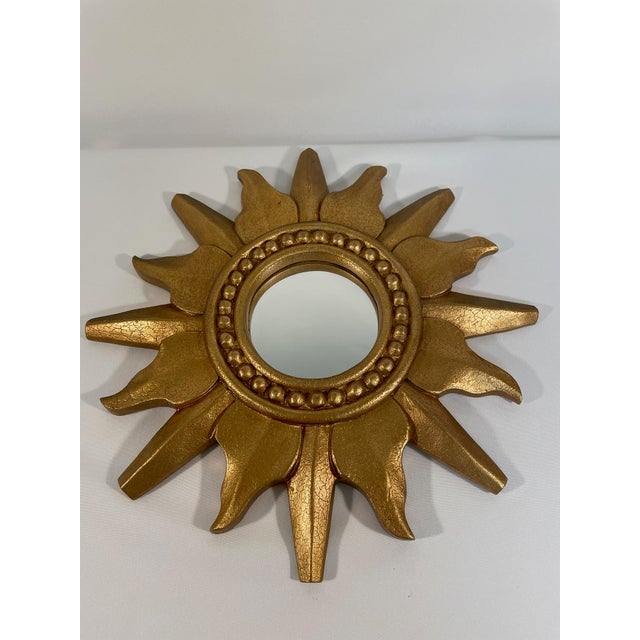 Mid-Century Modern 1960-70s Vintage French Style Gold Gilded Sunburst Wall Mirror For Sale - Image 3 of 12