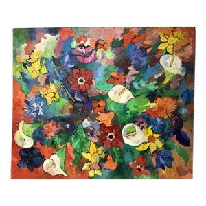 Large Vintage 1960s Mid Century Modern Abstract Painting