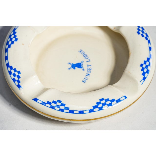 Blue Charming Antique Ceramic Ashtray English Ironstone Hotelware Dunn Bennett Burslem England Catchall Dish Home Decor For Sale - Image 8 of 11