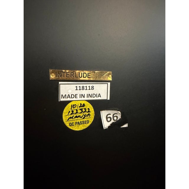 Description: A stunning handcrafted bone inlay coffee table made in India, featuring a bold linear pattern and elegant...