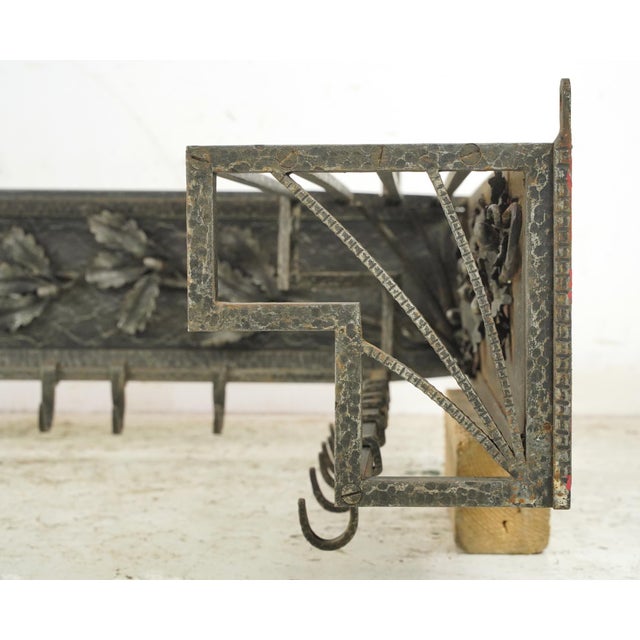 Mid 20th Century Floral Textured Wrought Iron Corner Coat Rack For Sale - Image 6 of 12
