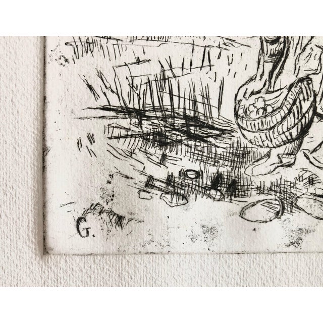 American Tibor Gergely, Farmers Gardening Etching, (After Vincent Van Gogh) Famed Children's Book Author, c.1940's For Sale - Image 3 of 4