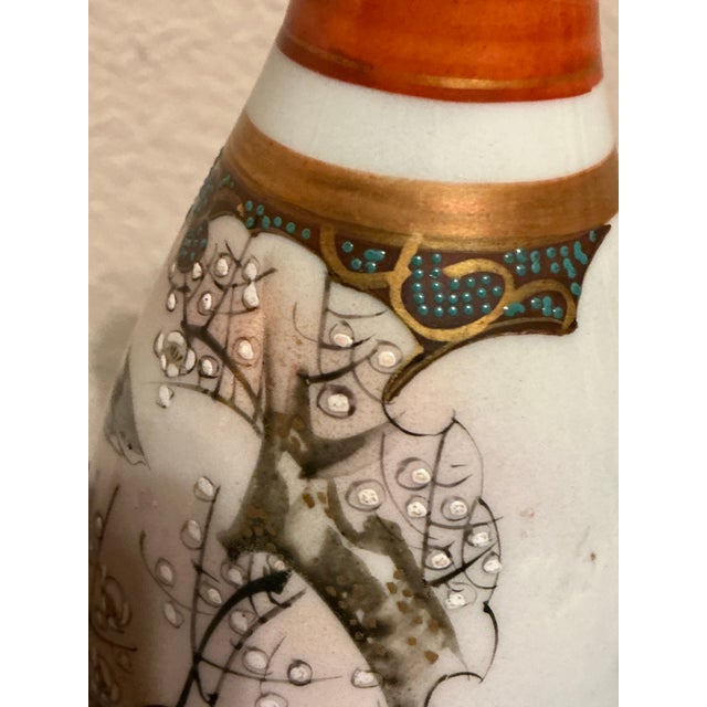 Mid 20th Century Mid 20th Century Small Hand‑Painted Asian Decorative Coralene Vase For Sale - Image 5 of 12