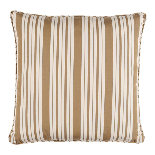 Schumacher x Mark D. Sikes Markie Stripe 18" Pillow In Neutral For Sale