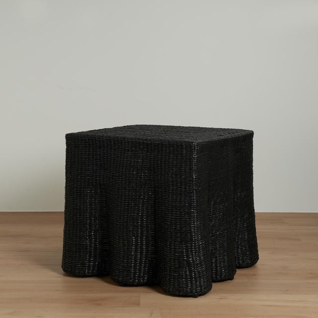 Wood Pair of Black Square Ghost Drapery Stands For Sale - Image 7 of 10
