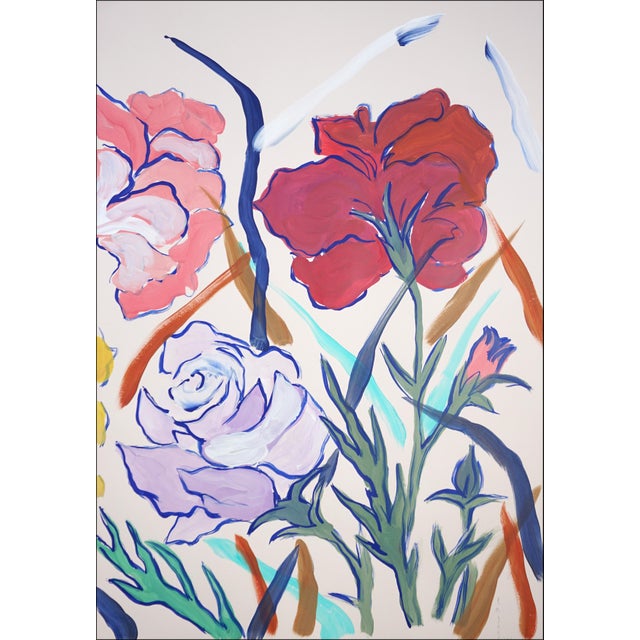 2026, Illustration Style, Lush Flowers Triptych, Wild Carnations, Acrylic Paint on Watercolor Paper by Romina Milano For Sale In Miami - Image 6 of 11