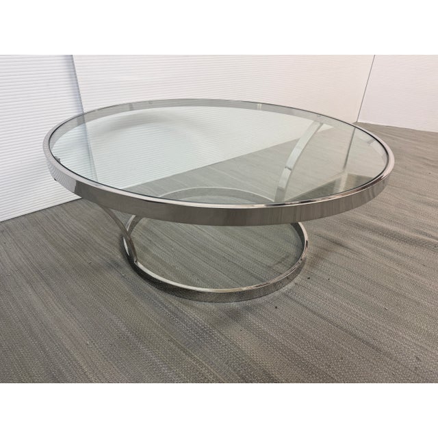 Postmodern Chrome + Glass Coffee Table, 37 Inches For Sale - Image 3 of 12