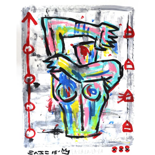 Bright Escape - Original Cubism Artwork Colorful Abstract Figurative Acrylic Painting by Gary John For Sale